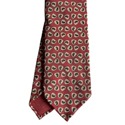 Paisley Printed Silk Tie - Untipped - Red/Cream/Green