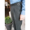 Solid High Waist Flannel Trousers - Olive Green (size 48 left)