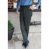 Solid High Waist Flannel Trousers - Olive Green (size 48 left)