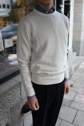 Chunky Cashmere/Wool Crewneck Pullover - Off White