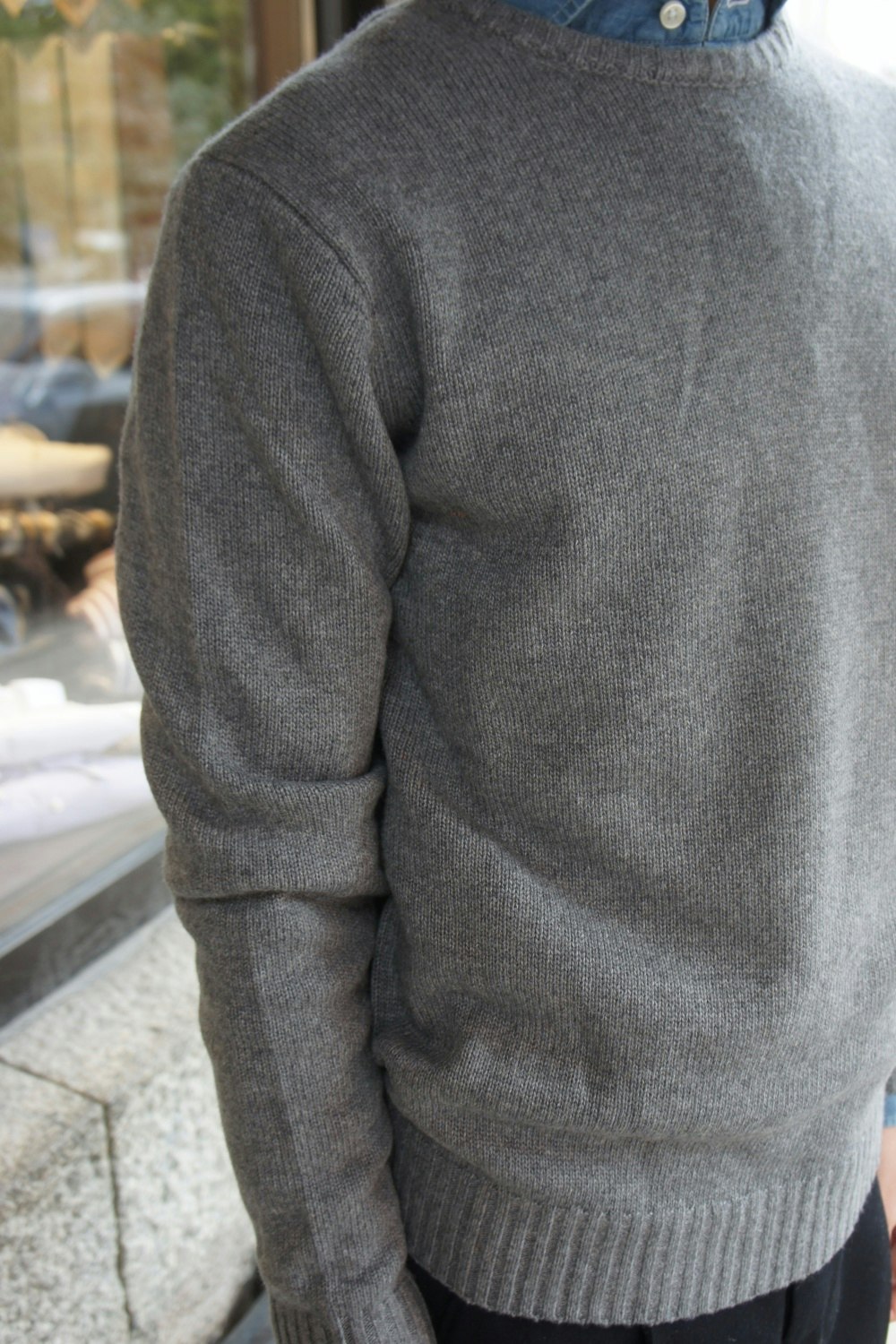 Chunky Cashmere/Wool Crewneck Pullover - Grey