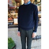 Chunky Cashmere/Wool Crewneck Pullover - Navy Blue