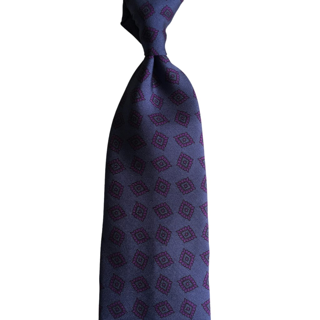 Floral Ancient Madder Silk Tie - Untipped - Blue/Purple