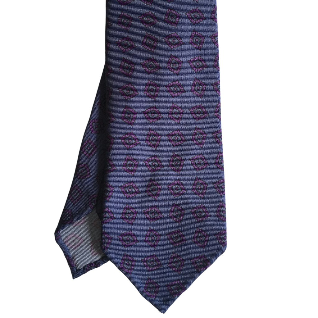Floral Ancient Madder Silk Tie - Untipped - Blue/Purple