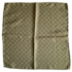 Floral/Micro Textured Silk Pocket Square - Green