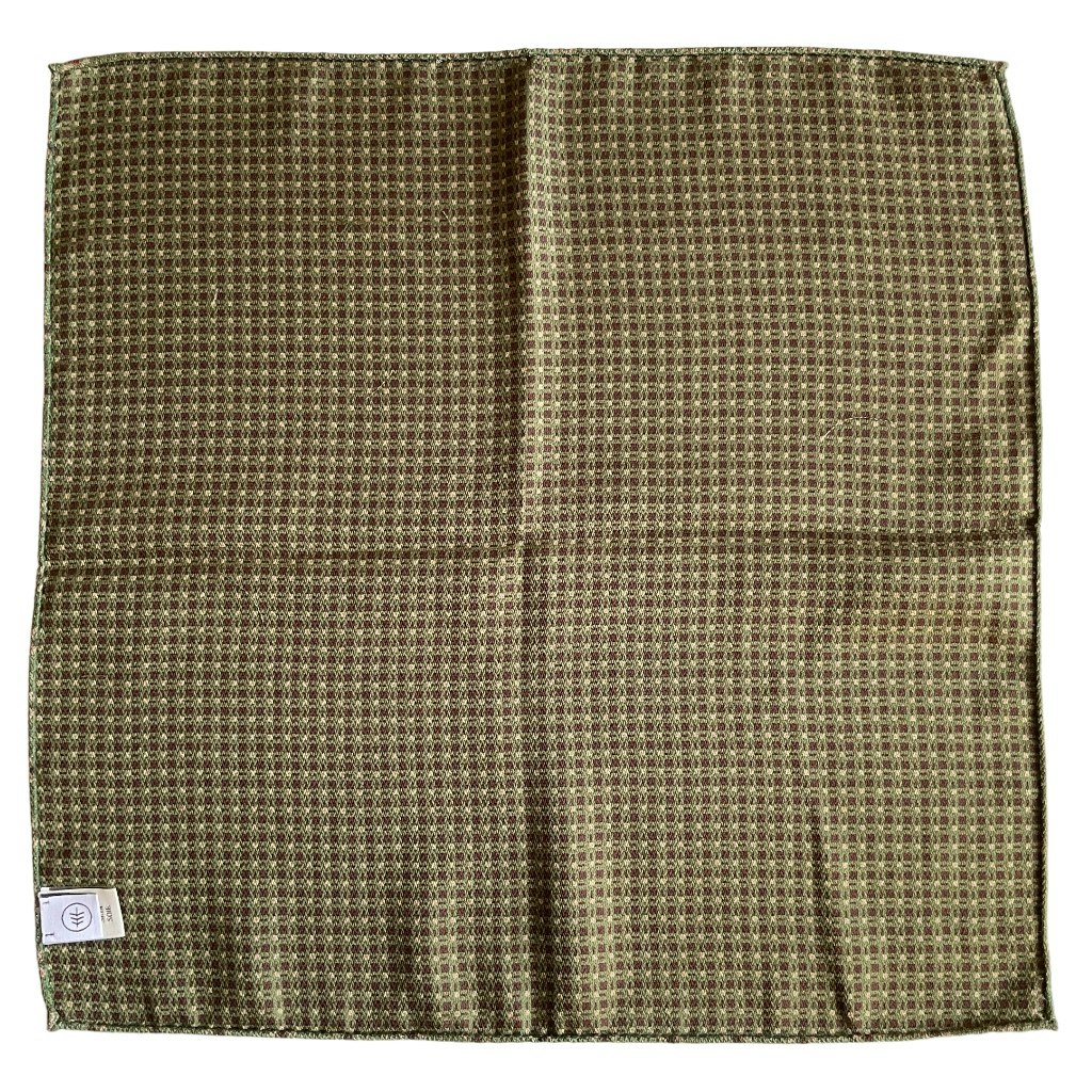 Floral/Micro Textured Silk Pocket Square - Green