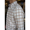 Large Check Flannel Shirt - Button Down - Light Brown/White