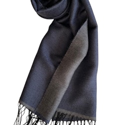 Double Wool Scarf - Navy Blue/Grey