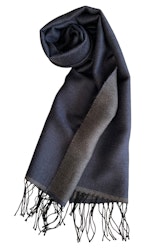 Double Wool Scarf - Navy Blue/Grey