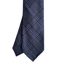 Glencheck Light Wool Tie - Untipped - Navy Blue/Brown