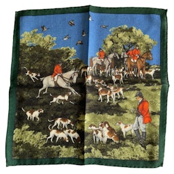 Hunting Party Wool Pocket Square - Green