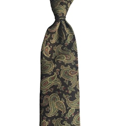 Paisley Printed Wool Tie - Untipped - Olive/Green