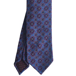 Medallion Printed Wool Tie - Untipped - Light Blue/Pink/Beige