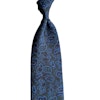 Paisley Printed Silk Tie - Untipped - Dark Green/Light Blue