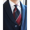 Blockstripe Shantung Tie - Untipped - Burgundy/White/Navy Blue