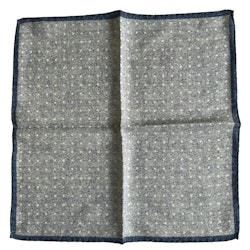 Polka Dot Wool Pocket Square - Light Grey/White/Navy Blue