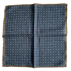 Polka Dot Wool Pocket Square - Navy Blue/White/Brown