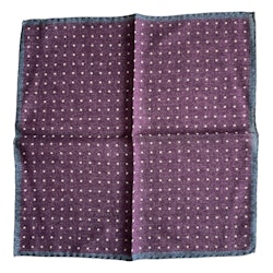 Polka Dot Wool Pocket Square - Purple/White/Navy Blue