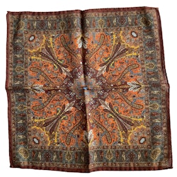 Oriental Wool Pocket Square - Brown/Burgundy