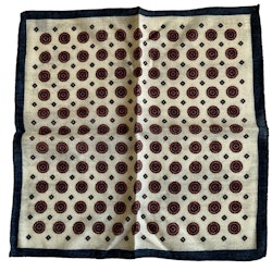 Medallion Wool Pocket Square - Off White/Navy Blue/Burgundy