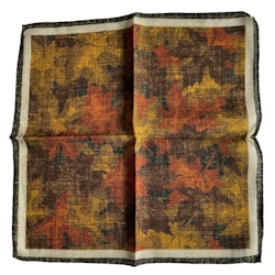 Autumn Leaf Wool Pocket Square - Green/Mustard/Orange