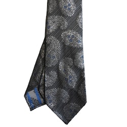 Paisley Silk Tie - Untipped - Grey/White/Turquoise