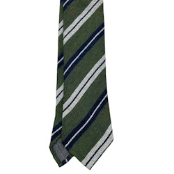 Regimental Cotton/Silk Tie - Untipped - Green/White/Grey