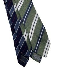 Regimental Cotton/Silk Tie - Untipped - Green/White/Grey