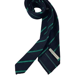Regimental Wool Grenadine Tie - Untipped - Navy Blue/Green