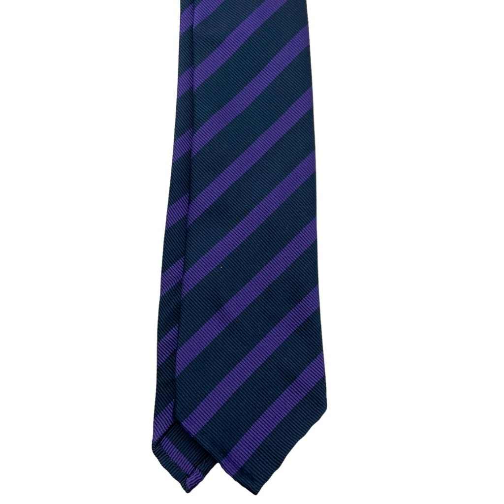 Regimental Silk Tie - Untipped - Navy Blue/Purple