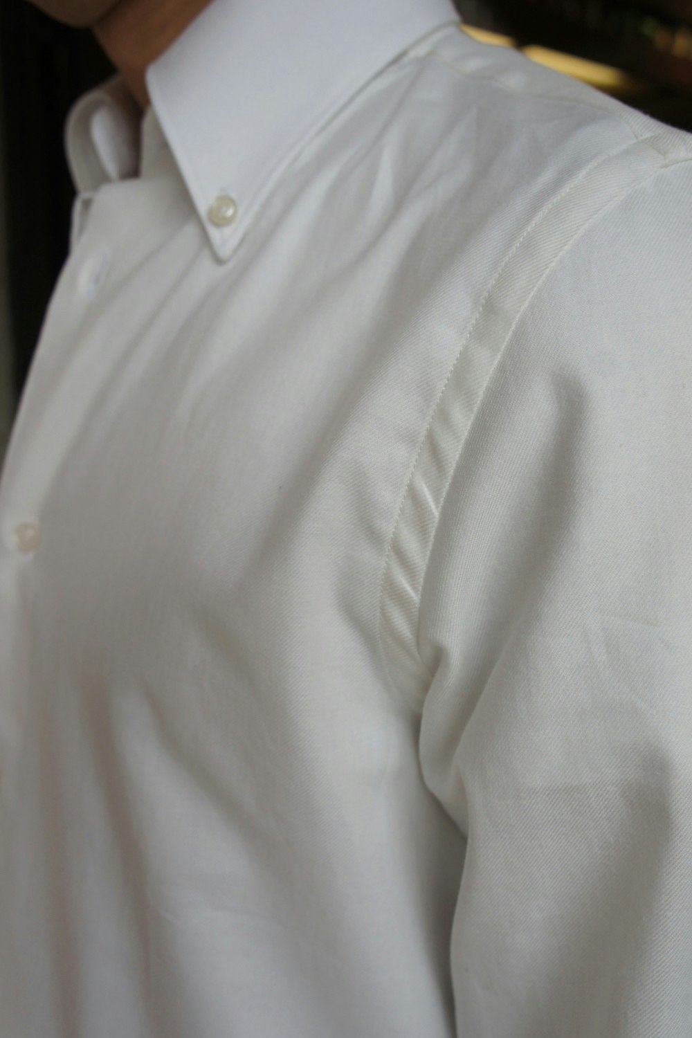 Solid Thin Brushed Cotton Shirt - Button Down - White