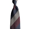 Blockstripe Silk Grenadine Grossa Tie - Untipped - Navy Blue/Grey/Burgundy