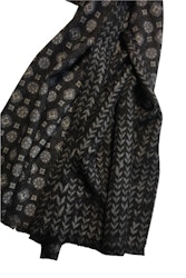 Medallion/Floral Wool Scarf - Double - Grey