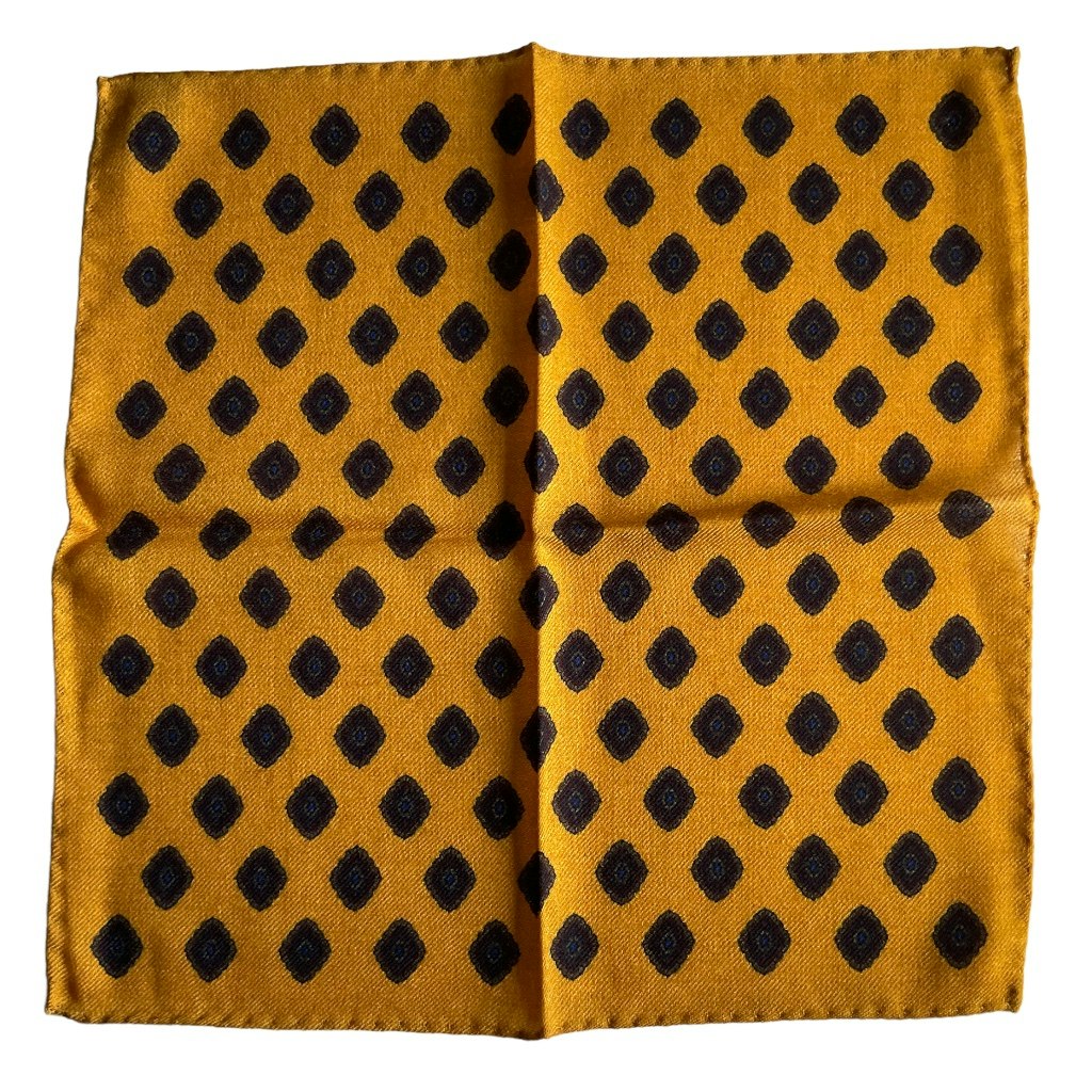 Medallion Wool Pocket Square - Yellow