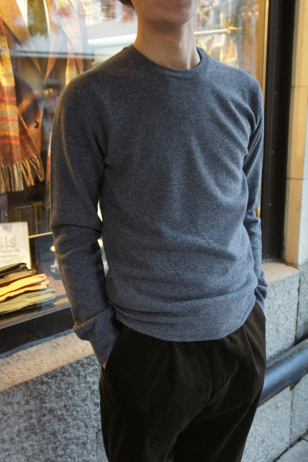 Solid Crewneck Lambswool Pullover - Grey