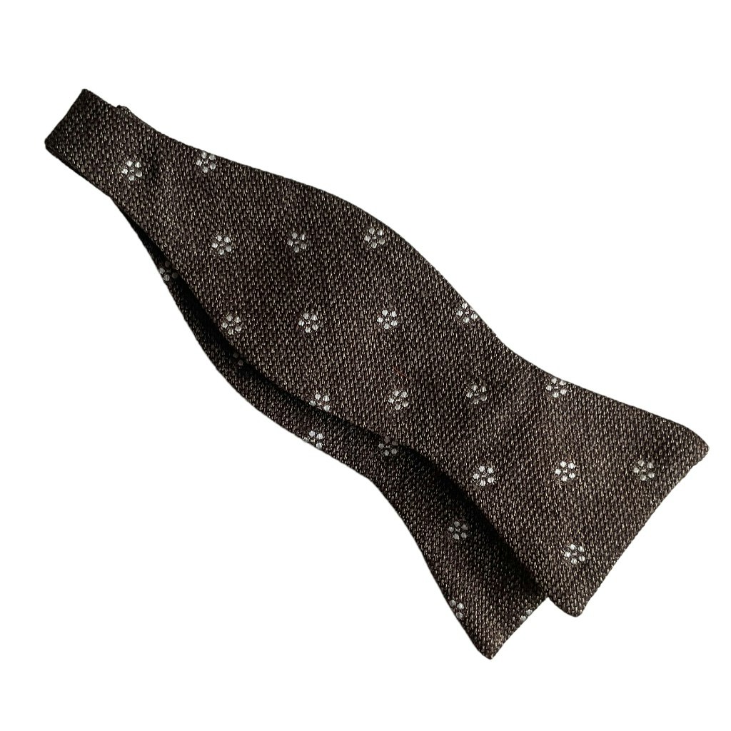 Floral Silk Grenadine Bow Tie - Brown/Beige