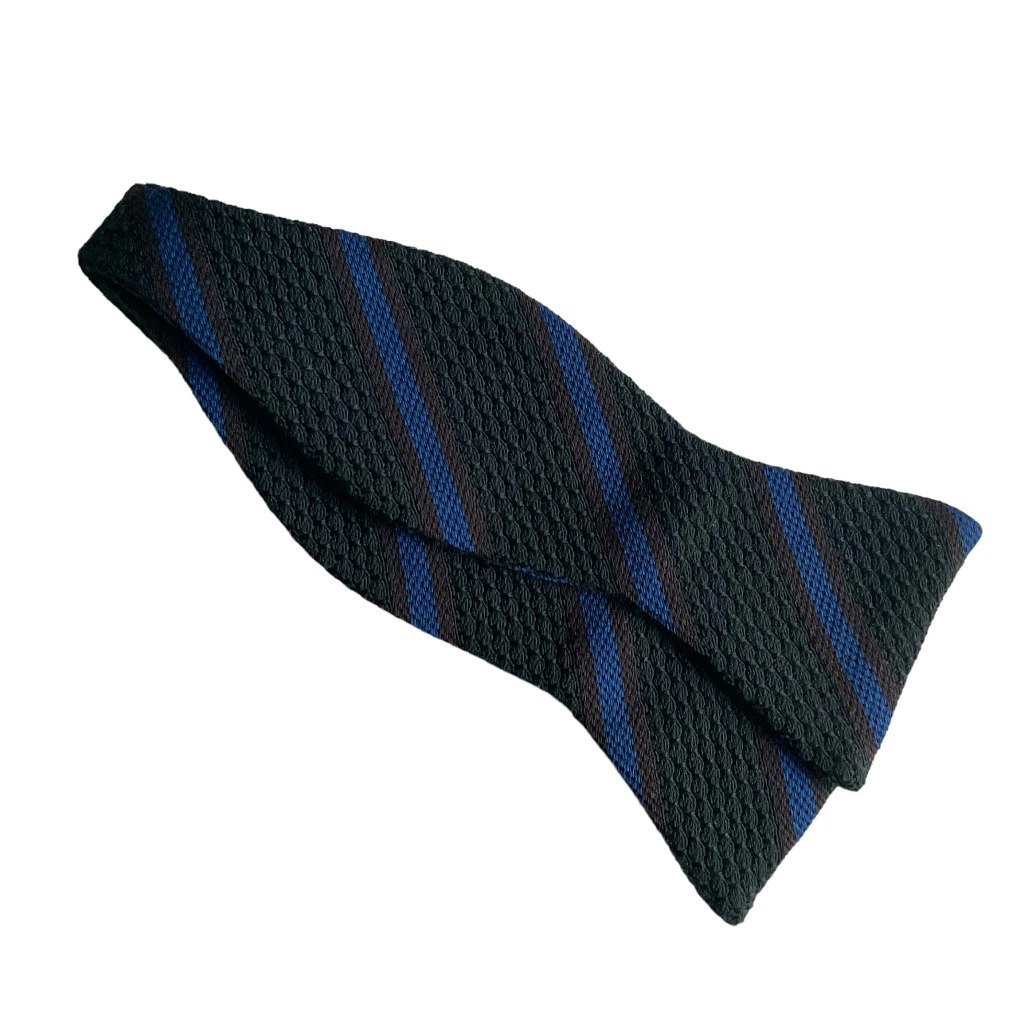 Regimental Silk Grenadine Bow Tie - Dark Green/Brown/Navy Blue