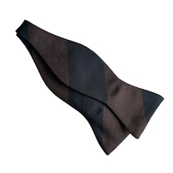 Blockstripe Silk Grenadine Bow Tie - Brown/Navy Blue