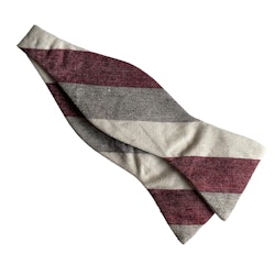 Regimental Silk/Cotton Bow Tie - Burgundy/Grey/Off White