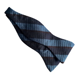 Regimental Silk Grenadine Bow Tie - Navy Blue/Light Blue/Brown