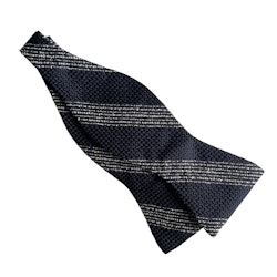 Regimental Silk Bow Tie - Navy Blue/White