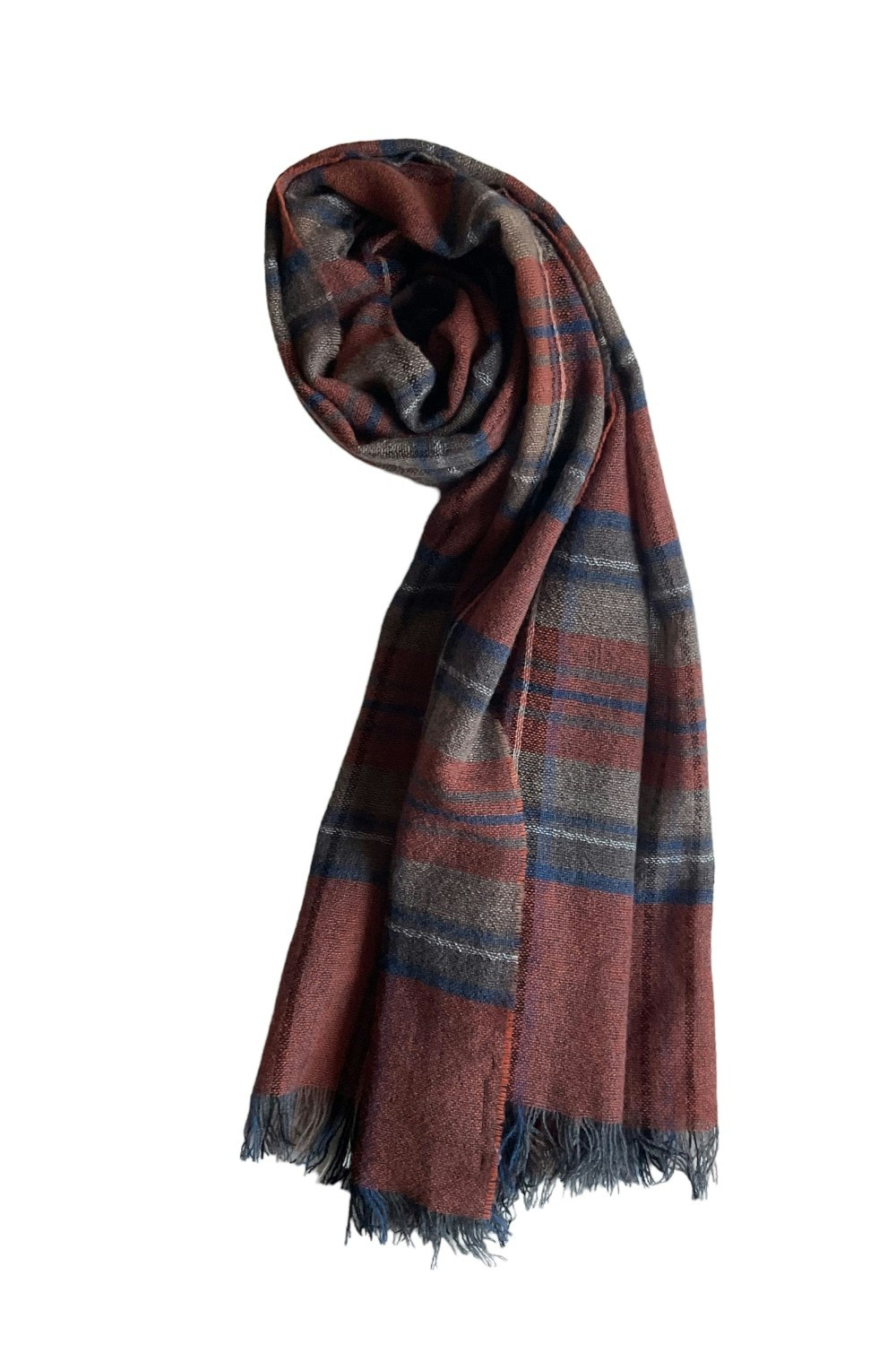 Glencheck Wool/Cashmere Scarf - Rust