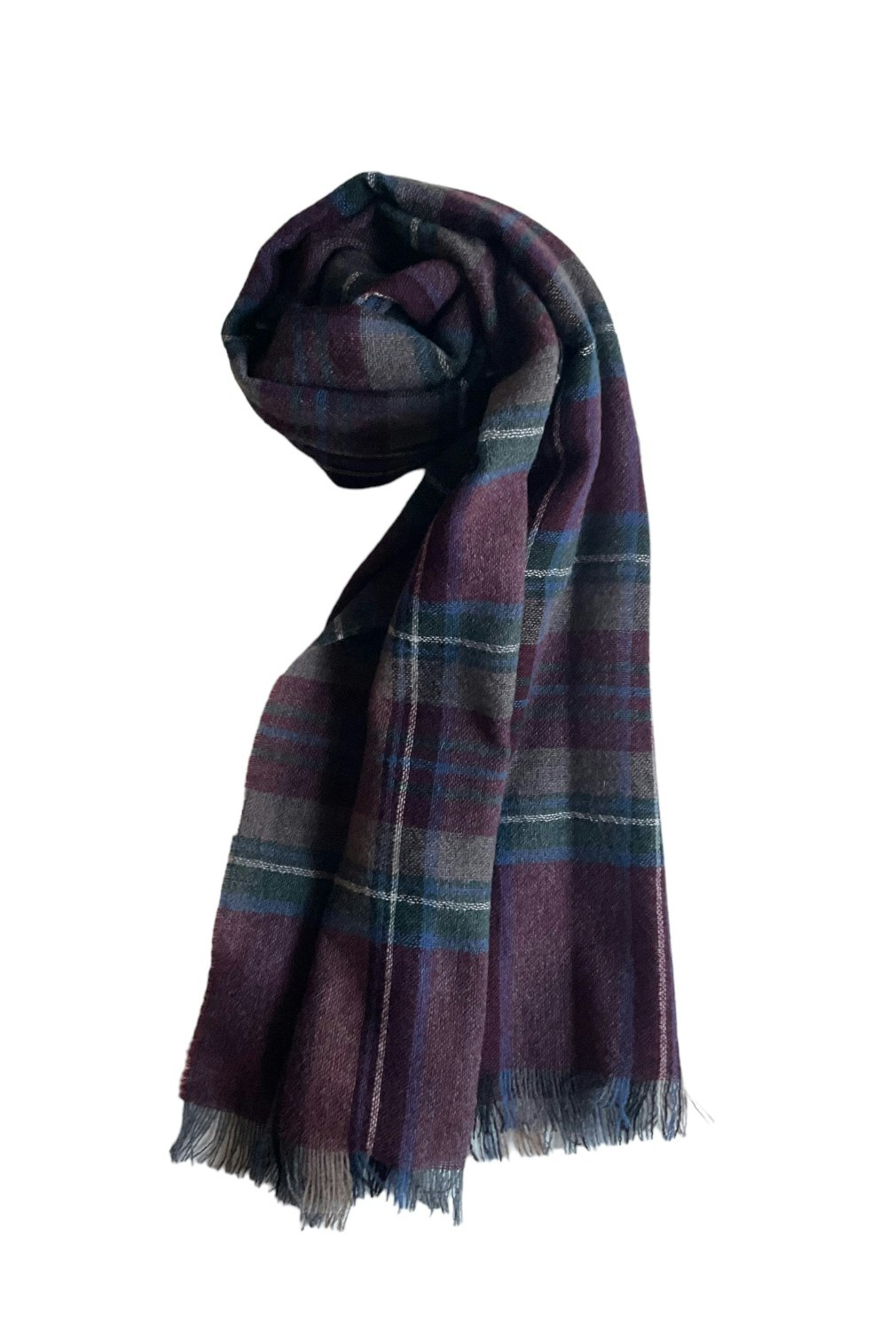 Glencheck Wool/Cashmere Scarf - Burgundy