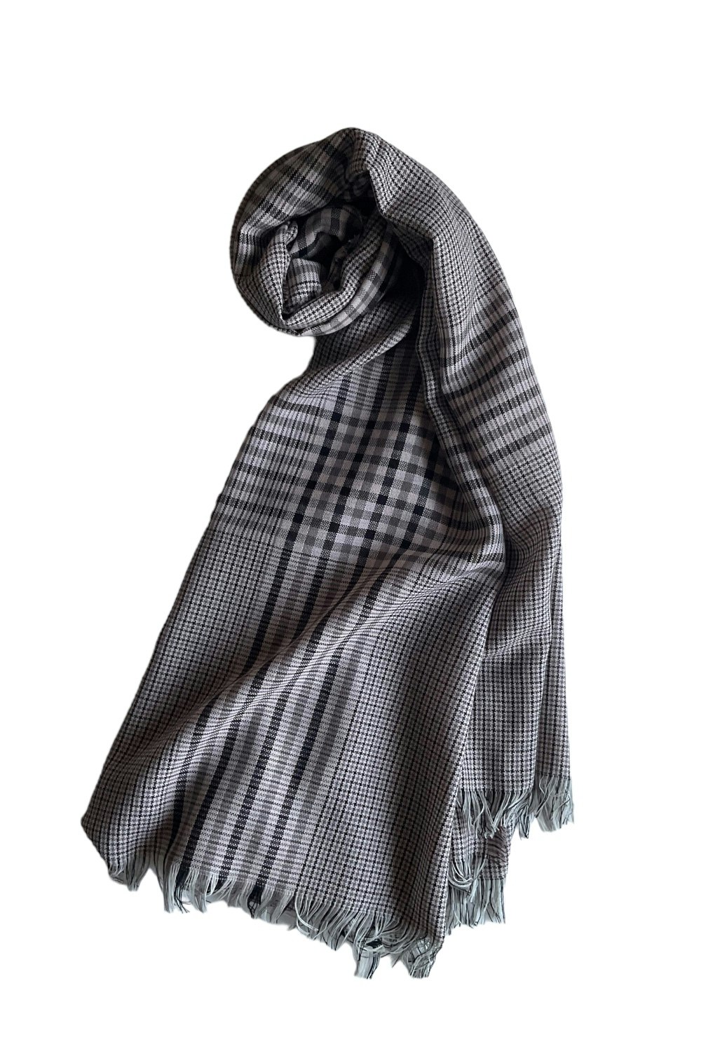 Glencheck Wool Shawl Scarf - Beige