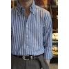 Striped Twill Shirt - Button Down - Navy Blue/White