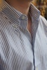 Pinstripe Oxford Shirt - Button Down - White/Navy Blue
