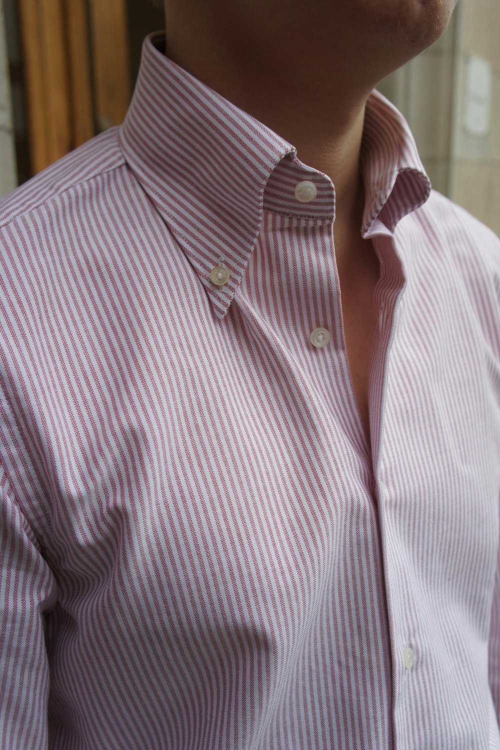 University Stripe Oxford Button Down Shirt - Burgundy/White