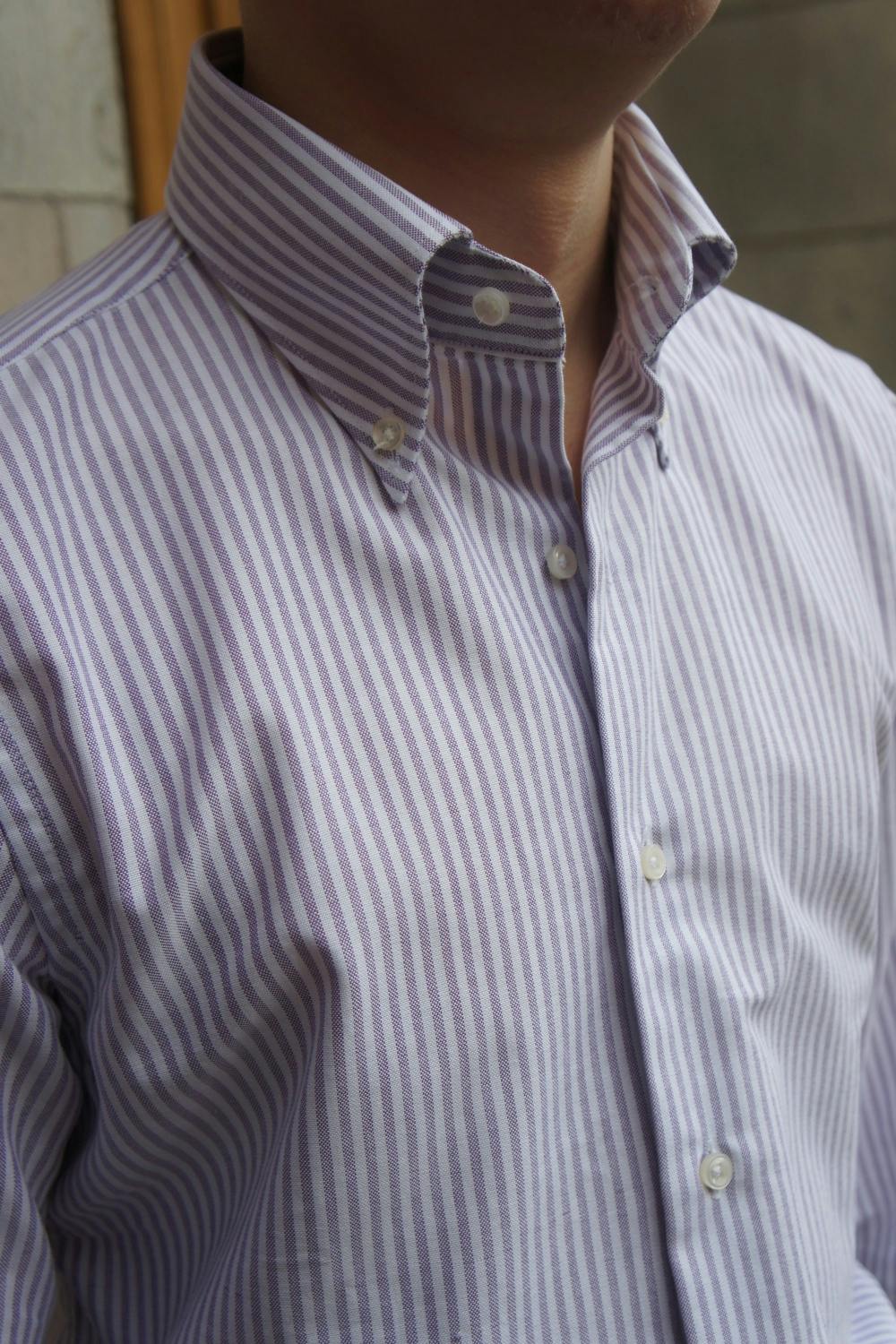 University Stripe Oxford Button Down Shirt - Purple/White