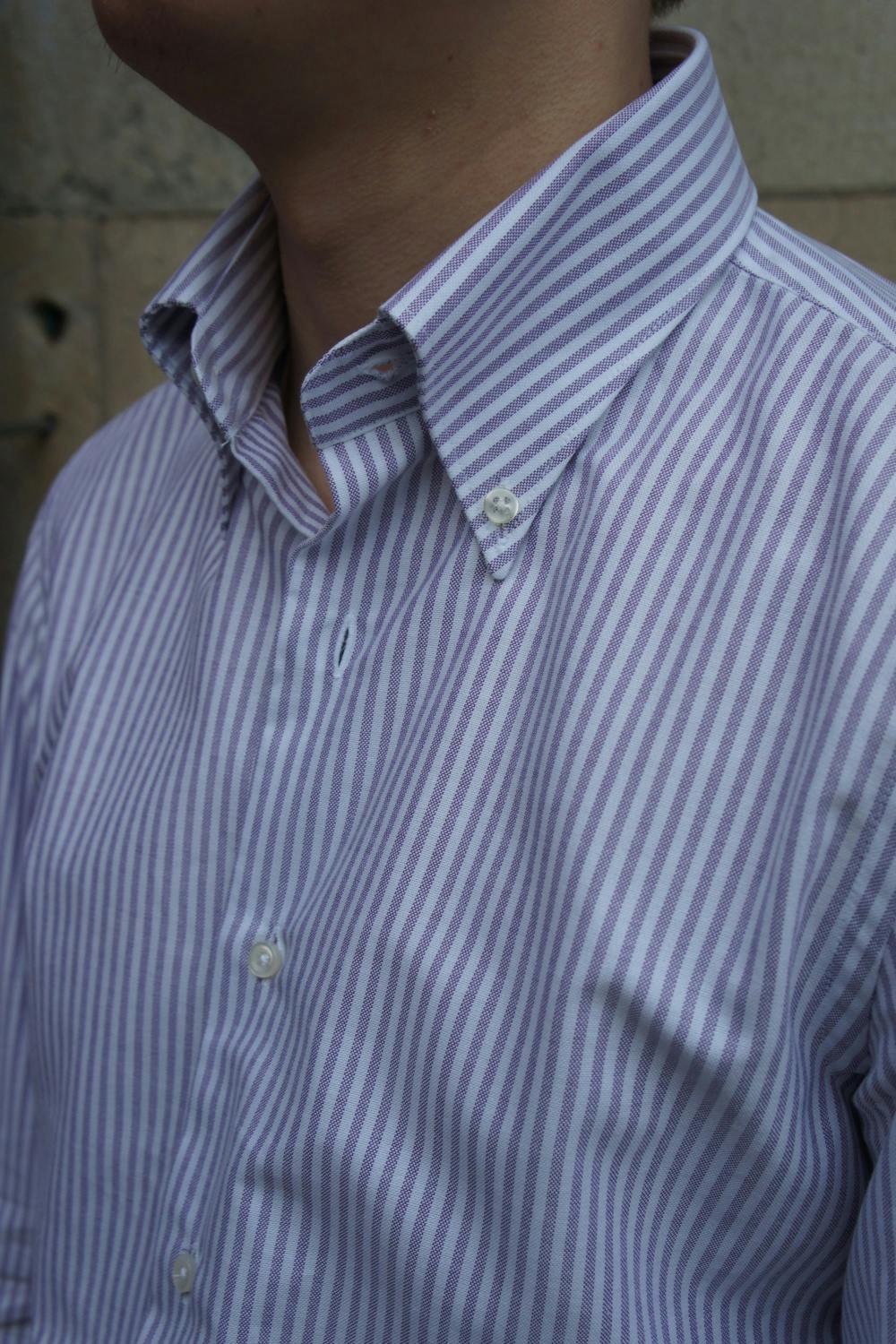 University Stripe Oxford Button Down Shirt - Purple/White