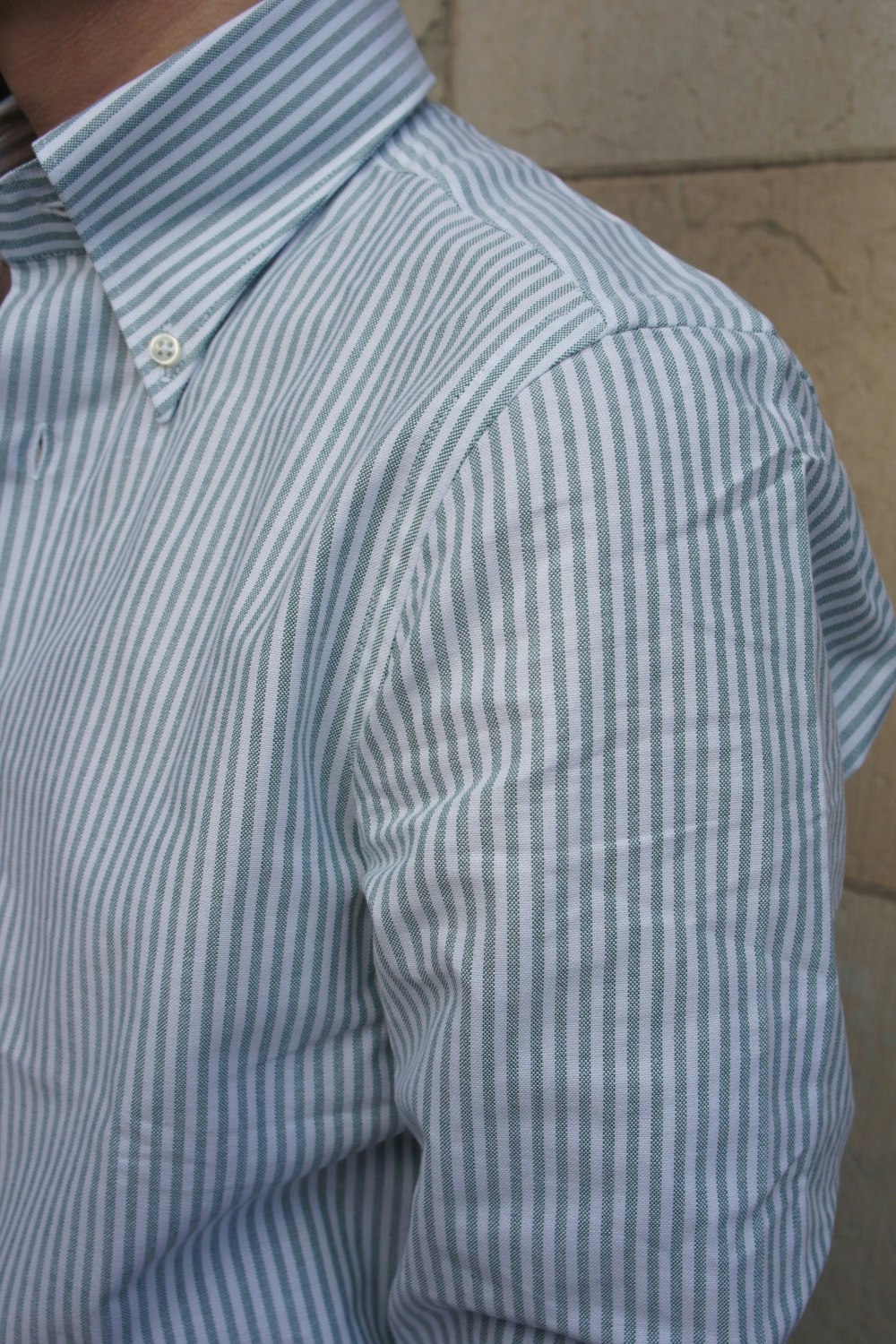 Smalrandig Oxfordskjorta Button Down - Grön/Vit